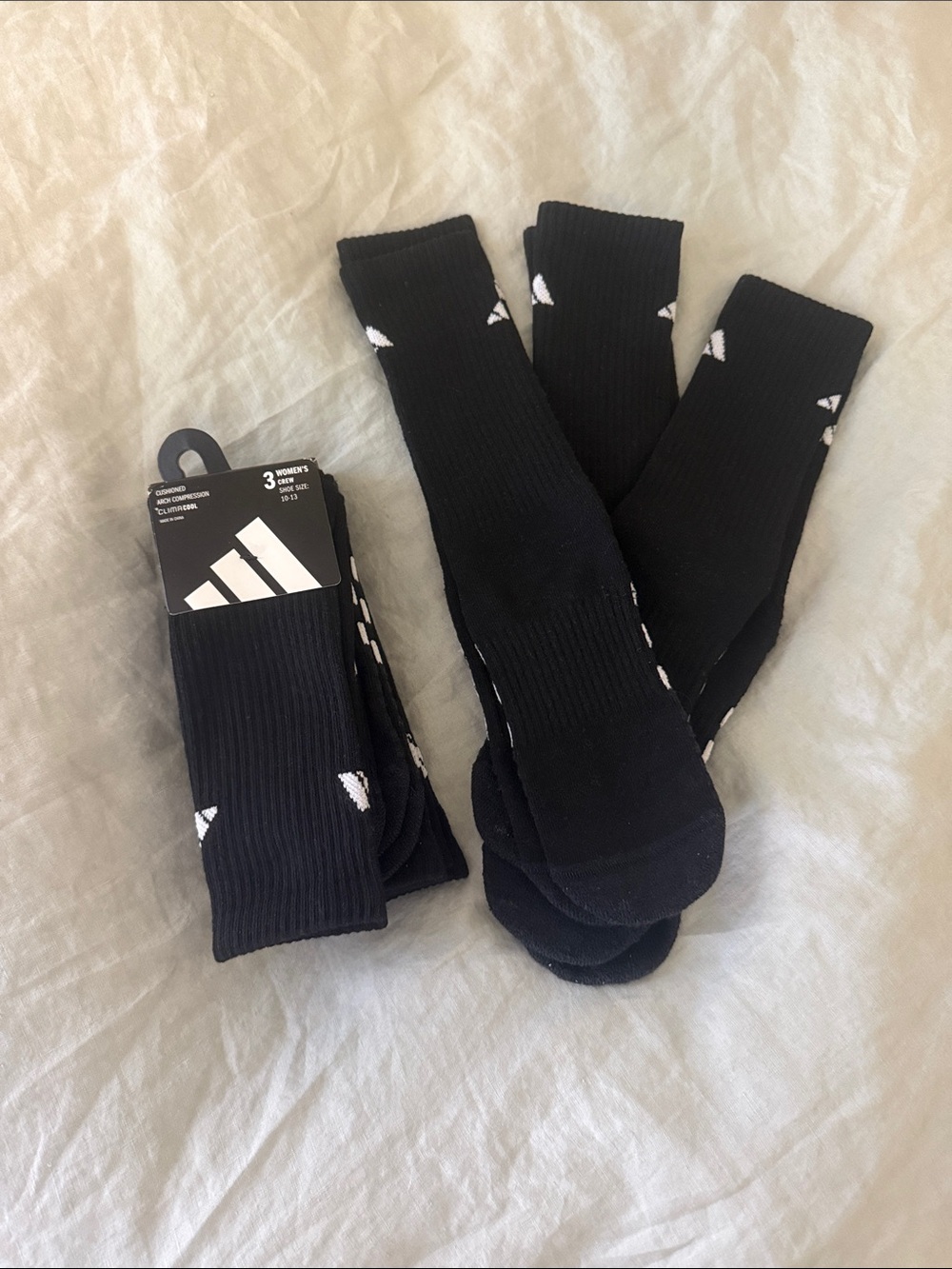 Adidas climacool cushioned arch compression crew socks womens 10-13